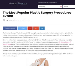 The Most Popular Plastic Surgery Procedures of 2018