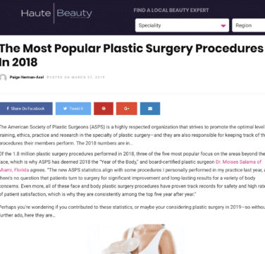 The Most Popular Plastic Surgery Procedures of 2018